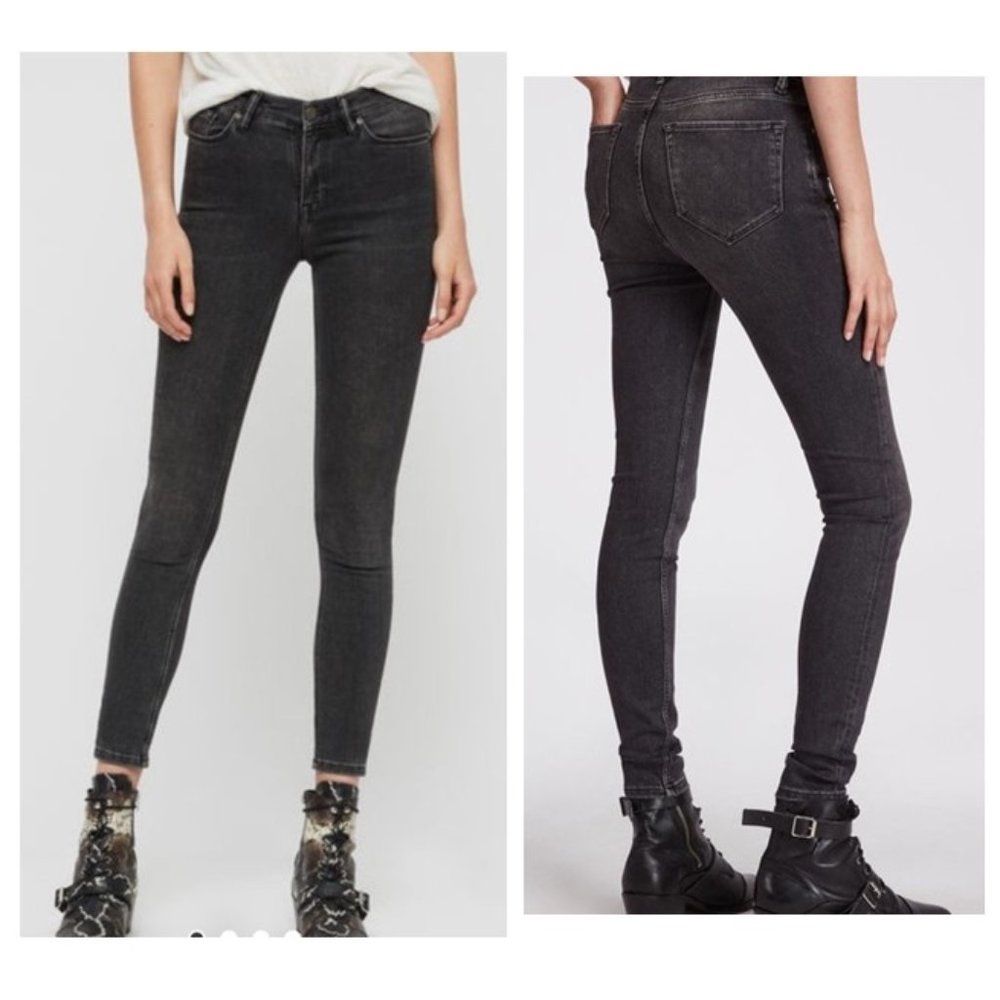 ALL SAINTS Grace Ankle Jean, Washed Black